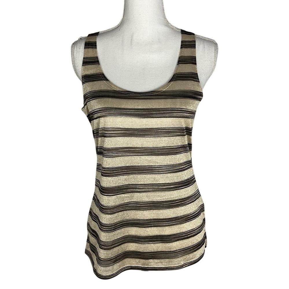 Banana Republic‎ Tank Top Women's Size SP Gold Brown Metallic Striped Sleeveless